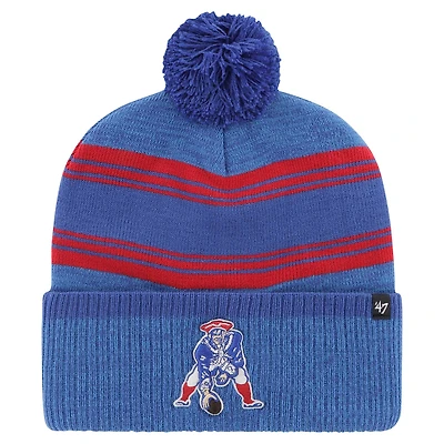 Bonnet en tricot à revers Fadeout '47 Royal New England Patriots pour hommes avec pompon
