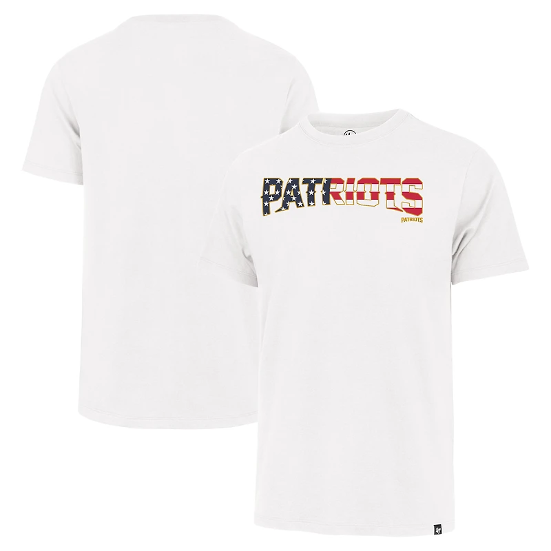 T-shirt blanc avec inscription drapeau Franklin des Patriots de la Nouvelle-Angleterre '47 pour hommes