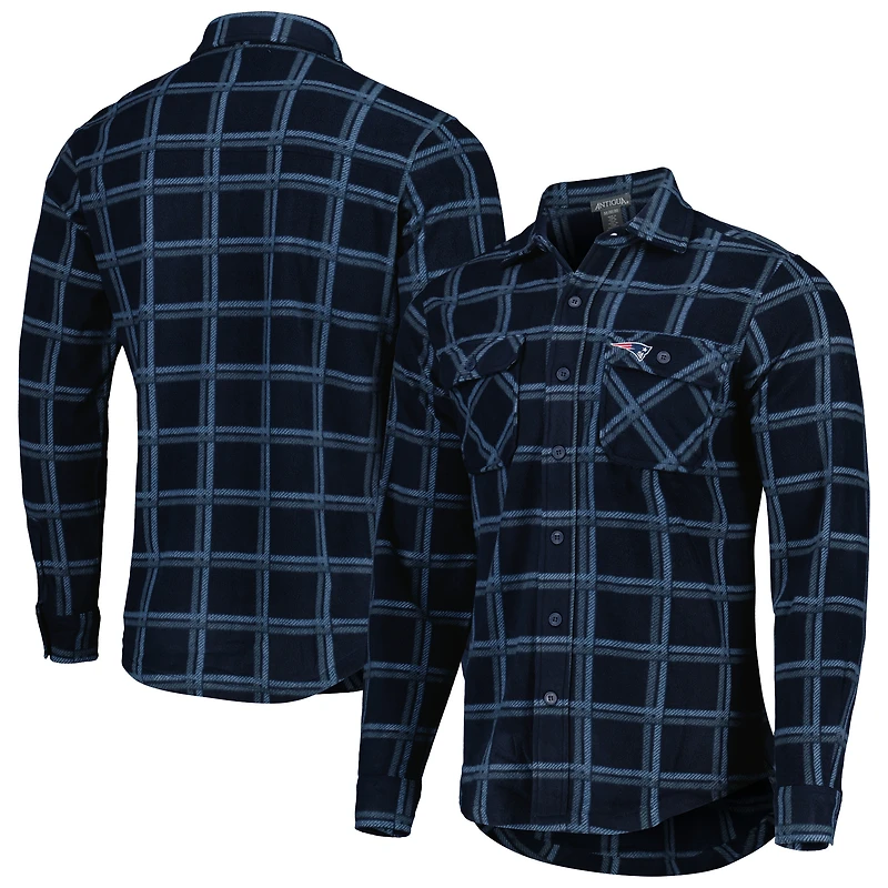 Veste-chemise boutonnée en flanelle bleu marine Antigua New England Patriots pour homme