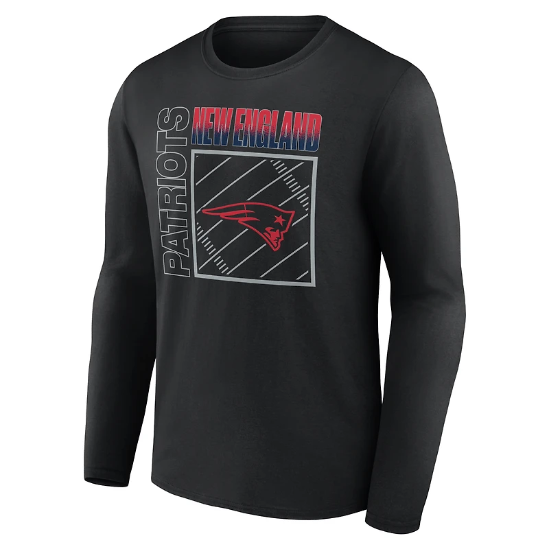 Men's Black New England Patriots Home Field Pop Personalized Name & Number Long Sleeve T-Shirt