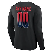 T-shirt à manches longues noir pour homme New England Patriots Home Field Pop personnalisé avec nom et numéro