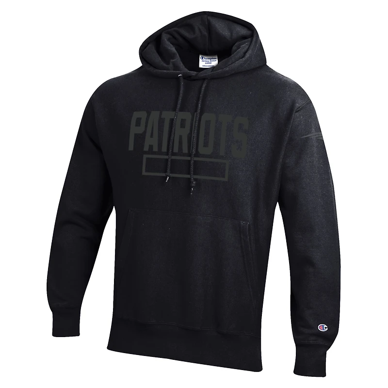 Men's Champion Black New England Patriots Tonal Reverse Weave Fleece Hoodie