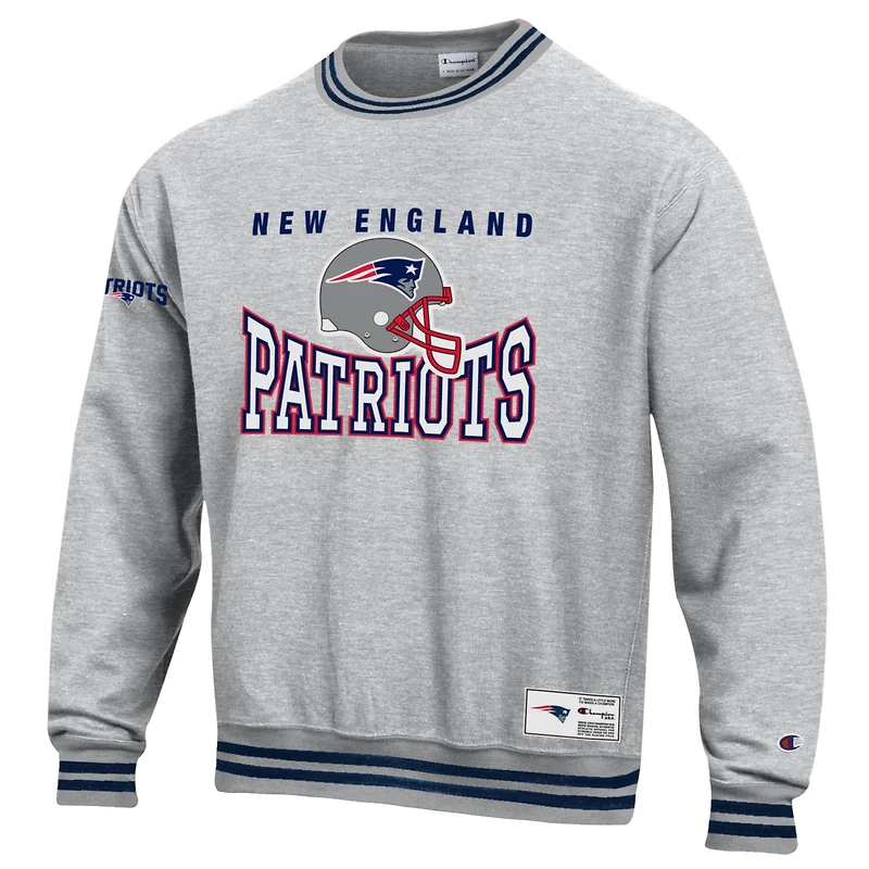Sweat-shirt en polaire à tissage inversé gris Champion pour homme, New England Patriots