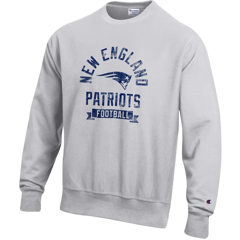 Men's Champion Heather Gray New England Patriots Reverse Weave Fleece Pullover Sweatshirt