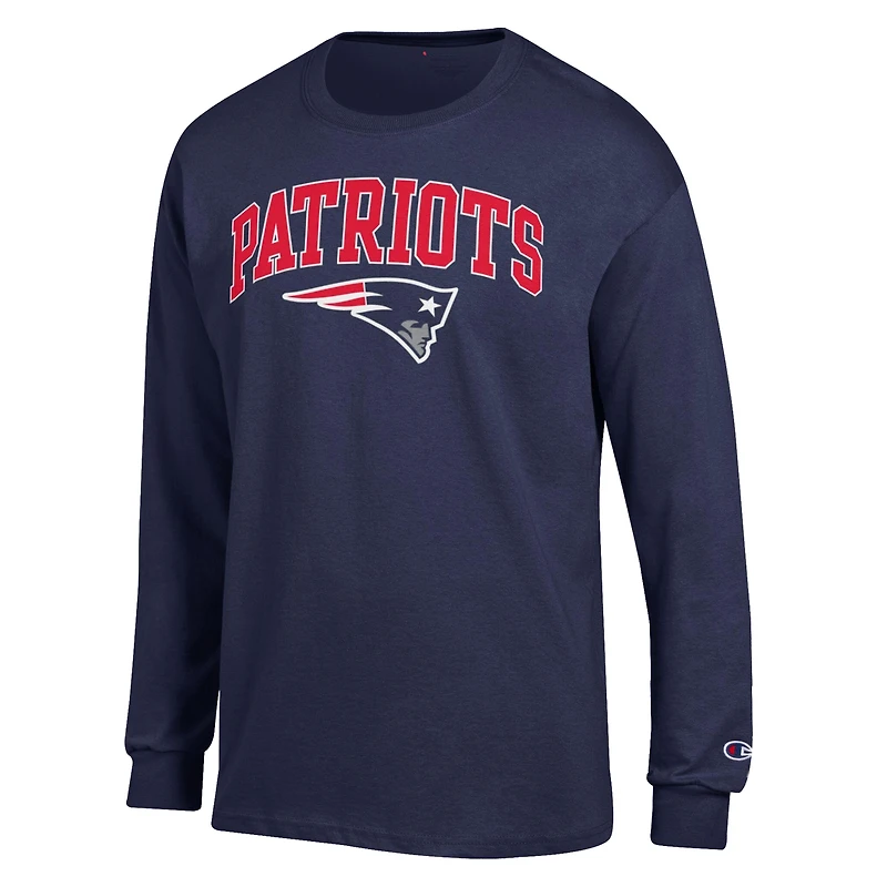 T-shirt à manches longues Champion rouge New England Patriots avec logo en arc sur le dessus