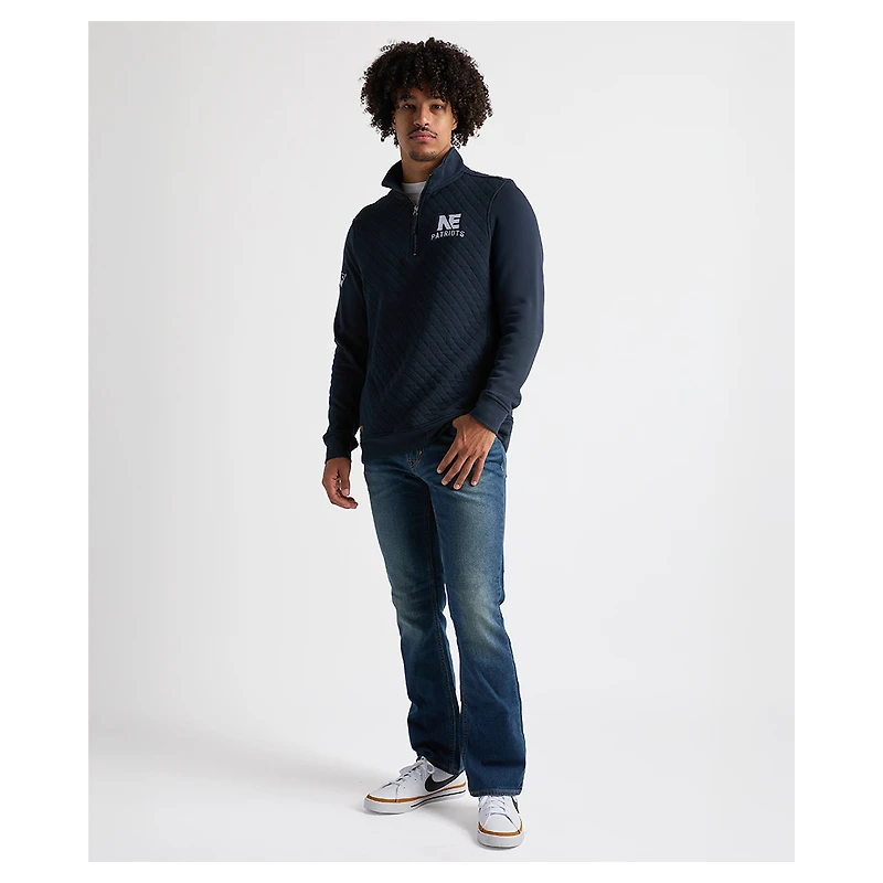 Men's Charles River x New England Patriots Navy Franconia Quilted Quarter-Zip Sweatshirt