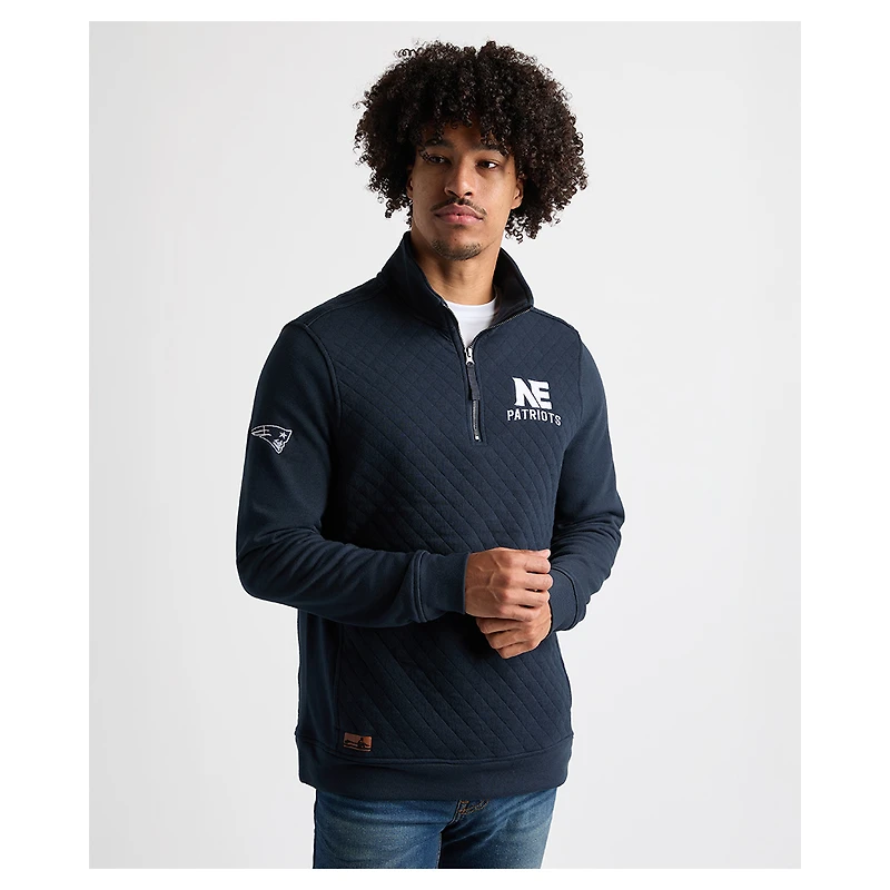 Men's Charles River x New England Patriots Navy Franconia Quilted Quarter-Zip Sweatshirt
