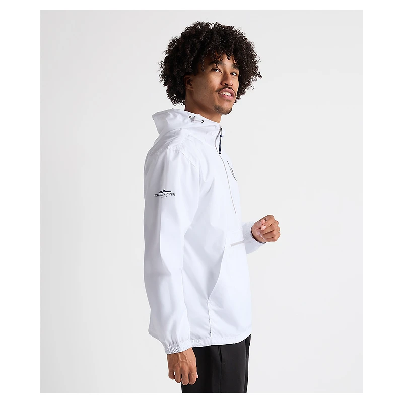 Sweat à capuche zippé demi-zip blanc Charles River x New England Patriots pour homme