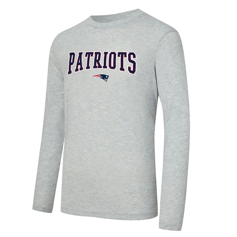 Men's Concepts Sport Navy/Heather Gray New England Patriots Regulate Long Sleeve T-Shirt and Plaid Pant Set