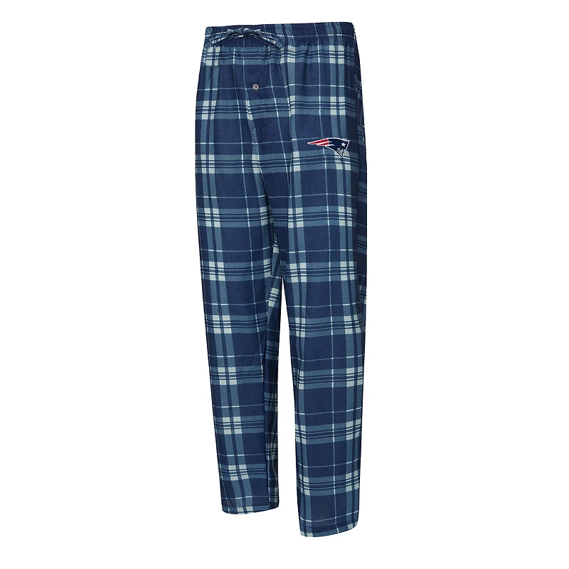 Men's Concepts Sport Navy/Heather Gray New England Patriots Regulate Long Sleeve T-Shirt and Plaid Pant Set