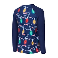Ensemble t-shirt à manches longues et pantalon en tricot raglan Garland de New England Patriots pour homme Concepts Sport Navy