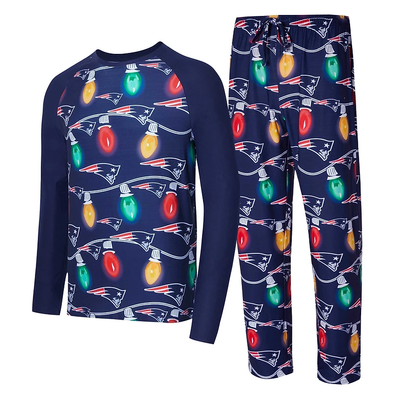 Ensemble haut à manches longues et pantalon raglan en tricot Garland des New England Patriots de Concepts Sport pour homme