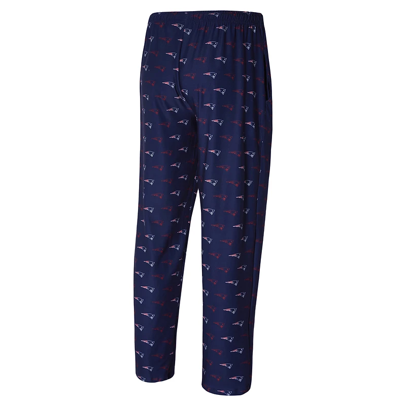 Men's Concepts Sport Navy New England Patriots Record Allover Print Knit Pants