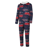 Men's Concepts Sport Navy New England Patriots Roadway All Over Microfleece Full-Zip Union Suit