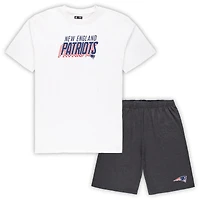 Ensemble haut et short Concepts Sport blanc/anthracite pour homme des New England Patriots, grande taille