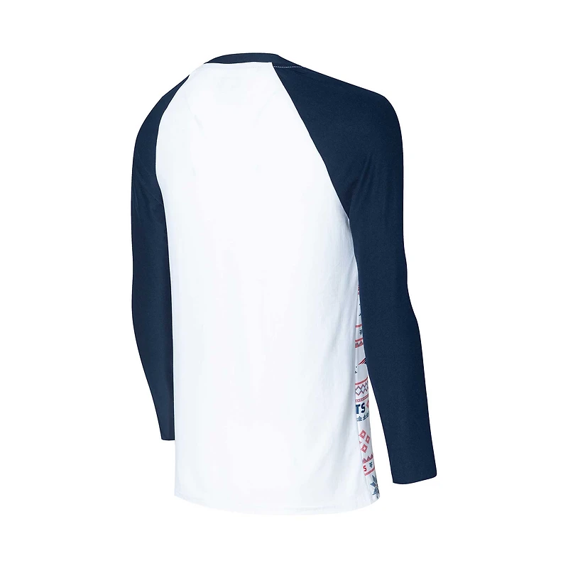 Men's Concepts Sport White/Navy New England Patriots Tinsel Raglan Long Sleeve Top & Pants Sleep Set