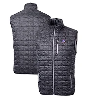 Gilet matelassé isolant et entièrement zippé pour homme, imprimé Rainier Eco, avec logo rétro des New England Patriots, noir, Cutter & Buck