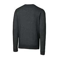 Pull à col en V pour homme, couleur anthracite chiné, coupe Cutter & Buck, logo rétro des New England Patriots, Lakemont Tri-Blend, grandes tailles