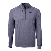 Men's Cutter & Buck  Heather Navy New England Patriots Big Tall Adapt Eco Knit Quarter-Zip Pullover Top