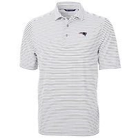 Polo recyclé à rayures écologiques Virtue pour homme, blanc, Cutter & Buck, New England Patriots, grandes tailles