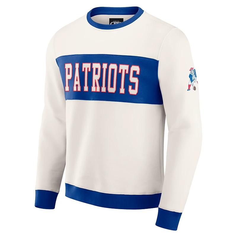 Men's Darius Rucker Collection by Fanatics  Cream New England Patriots Colorblock Pullover Sweatshirt