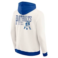 Men's Darius Rucker Collection by Fanatics Cream New England Patriots Distressed Graphics Full-Zip Hoodie