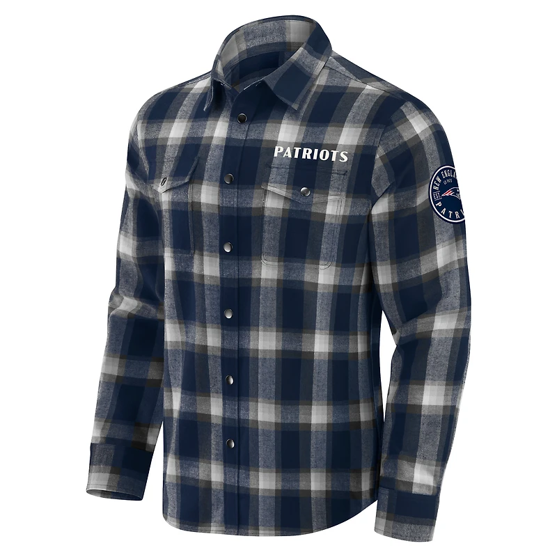 Men's Darius Rucker Collection by Fanatics Navy New England Patriots Flannel Plaid Full-Snap Shirt