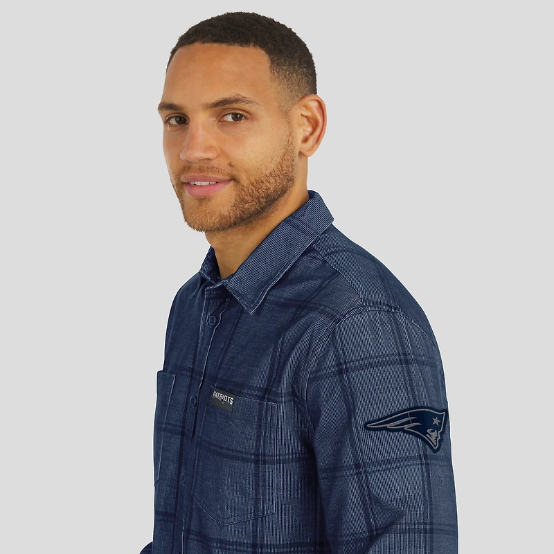 Chemise boutonnée en micro-velours côtelé bleu marine New England Patriots pour homme, collection Darius Rucker par Fanatics