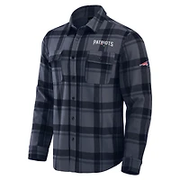 Chemise boutonnée décontractée à carreaux tri-blend bleu marine des New England Patriots pour homme, collection Darius Rucker par Fanatics