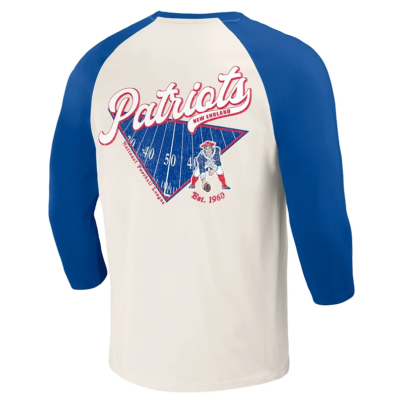 Men's Darius Rucker Collection by Fanatics Royal/White New England Patriots Raglan 3/4 Sleeve T-Shirt