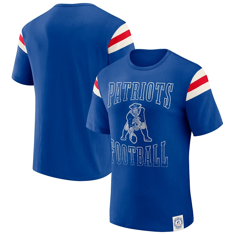 Men's Darius Rucker Collection by Fanatics Royal New England Patriots Distressed Throwback Shoulder Stripe T-Shirt