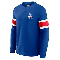Men's Darius Rucker Collection by Fanatics Royal New England Patriots Waffle-Knit Raglan Long Sleeve Henley T-Shirt