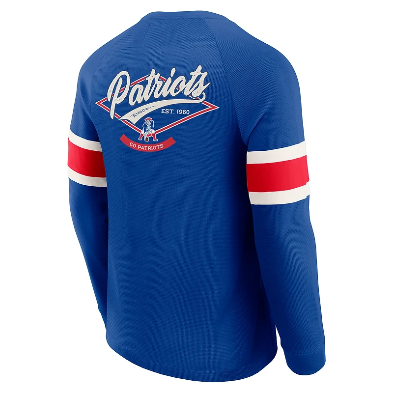 Men's Darius Rucker Collection by Fanatics Royal New England Patriots Waffle-Knit Raglan Long Sleeve Henley T-Shirt