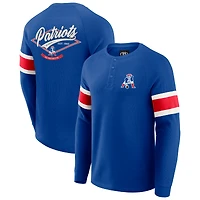 Men's Darius Rucker Collection by Fanatics Royal New England Patriots Waffle-Knit Raglan Long Sleeve Henley T-Shirt