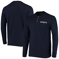 T-shirt à manches longues Dunbrooke Navy New England Patriots Logo Maverick Thermal Henley pour homme