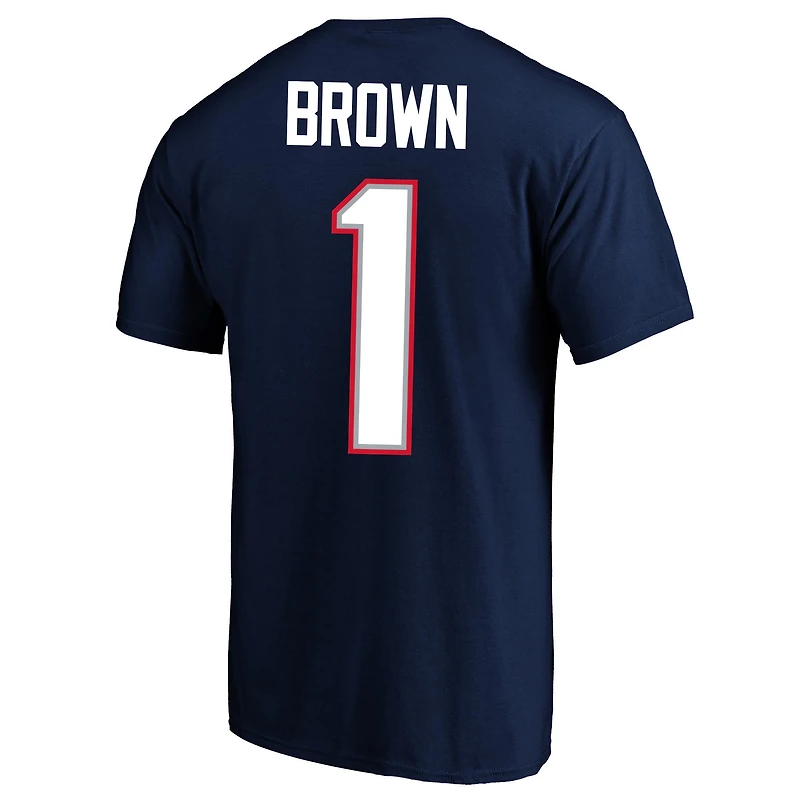 Men's Fanatics A.J. Brown Navy New England Patriots Big & Tall Player Name Number T-Shirt