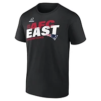 T-shirt Fanatics noir pour hommes, New England Patriots, champions de la division AFC Est 2025, grandes tailles.