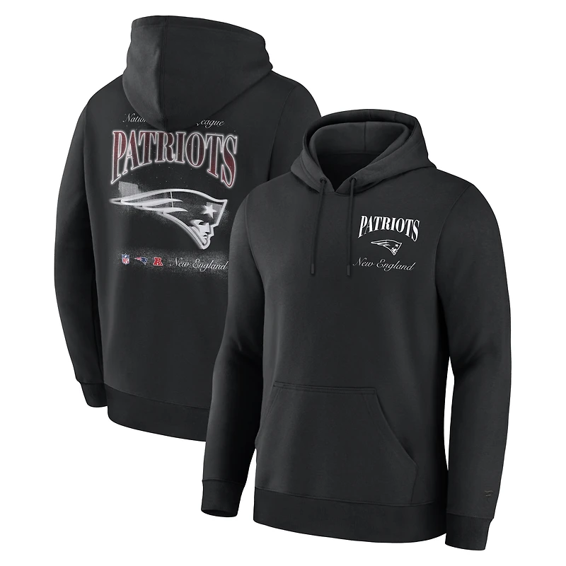 Sweat à capuche polaire Fanatics noir pour homme avec logo des New England Patriots au dos