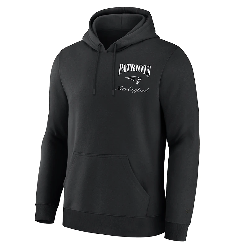 Sweat à capuche polaire Fanatics noir pour homme avec logo des New England Patriots au dos