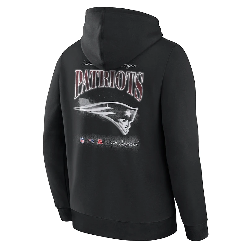 Sweat à capuche polaire Fanatics noir pour homme avec logo des New England Patriots au dos