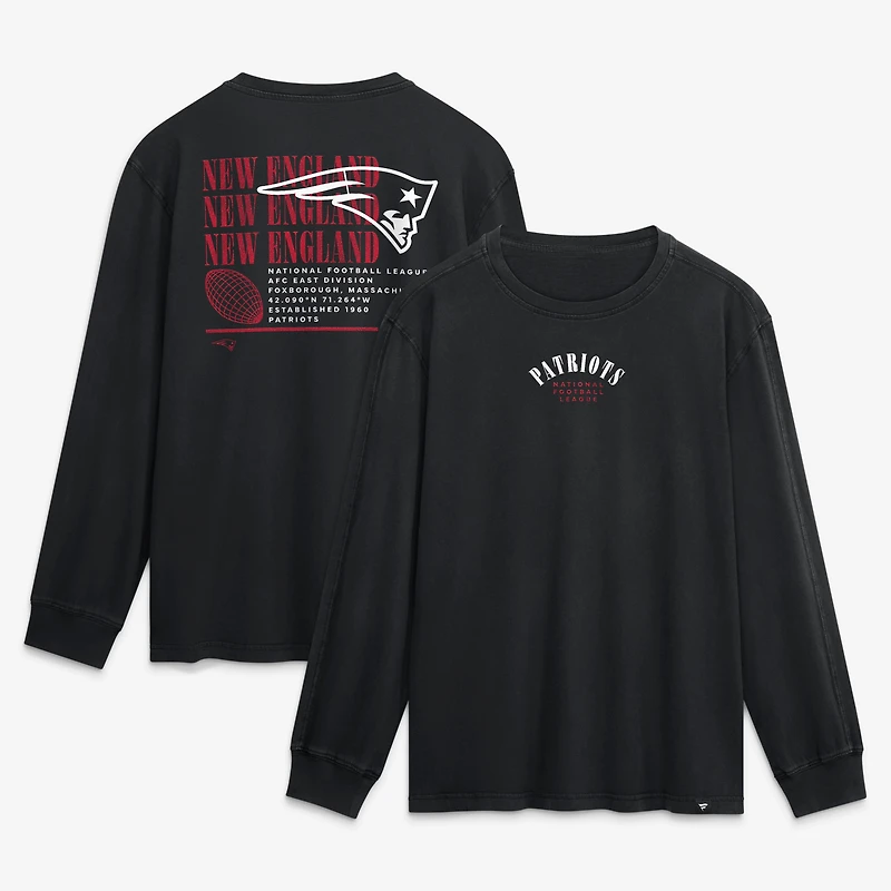 T-shirt à manches longues Fanatics noir pour homme, modèle Fullback Drive des New England Patriots, coupe décontractée