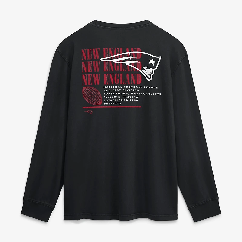 T-shirt à manches longues Fanatics noir pour homme, modèle Fullback Drive des New England Patriots, coupe décontractée