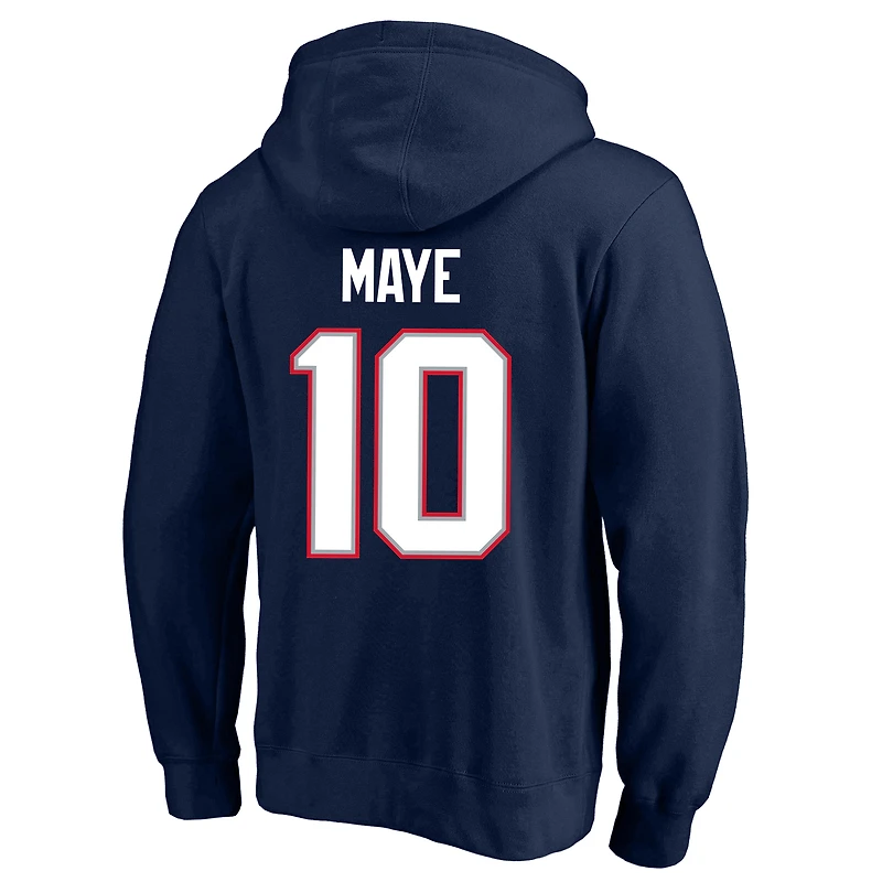 Men's Fanatics Drake Maye Navy New England Patriots Big & Tall Name Number Fleece Hoodie