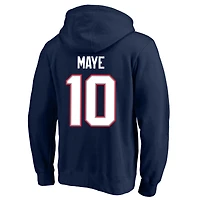 Men's Fanatics Drake Maye Navy New England Patriots Big & Tall Name Number Fleece Hoodie