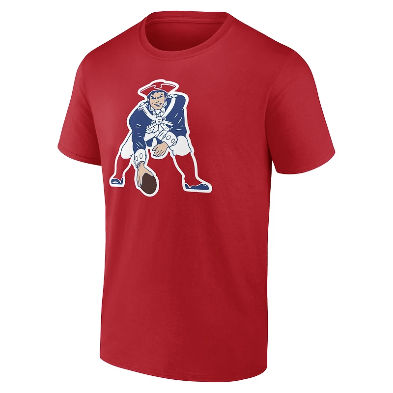 T-shirt Fanatics Drake Maye rouge New England Patriots, authentique et rétro, avec surnom, nom numéro du joueur