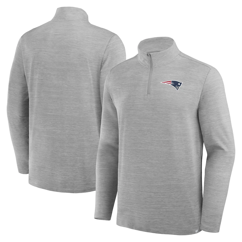 Men's Fanatics Heather Gray New England Patriots Clutch Quarter-Zip Pullover