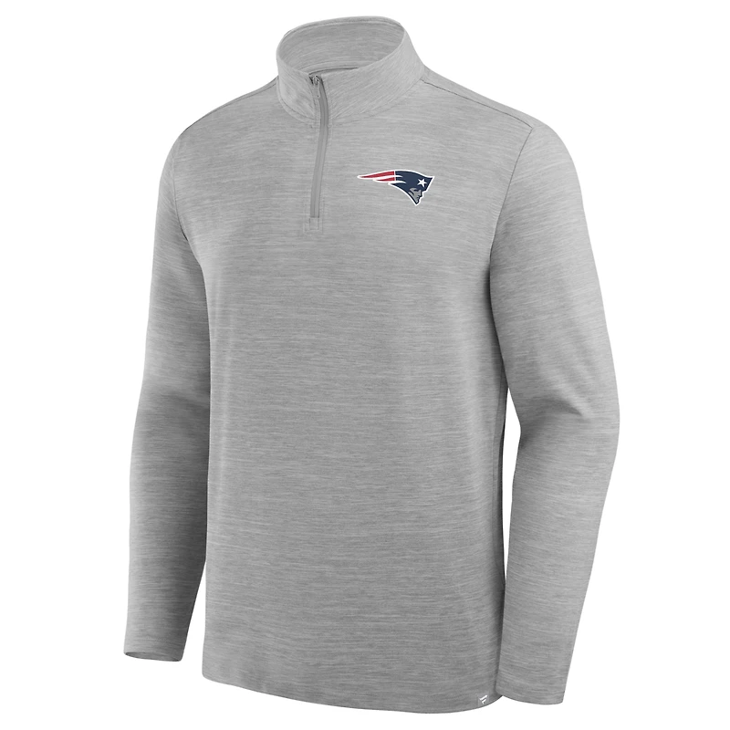 Men's Fanatics Heather Gray New England Patriots Clutch Quarter-Zip Pullover