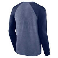 Men's Fanatics Heather Navy New England Patriots Arc Away Tri-Blend Long Sleeve T-Shirt