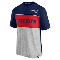 Men's Fanatics Navy/Heathered Gray New England Patriots Colorblock T-Shirt