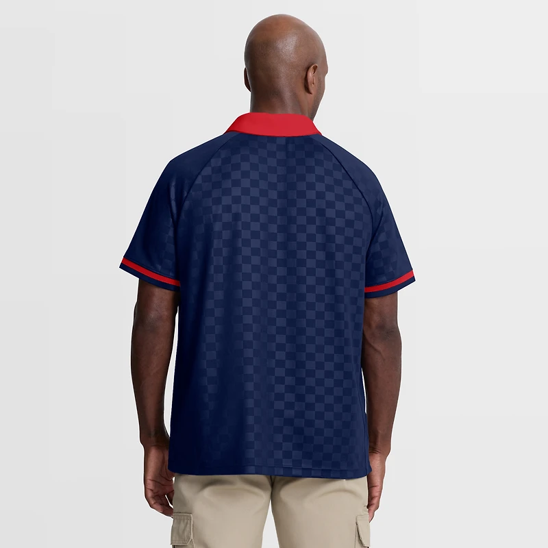 Men's Fanatics Navy/Red New England Patriots Homerun Raglan V-Neck Polo
